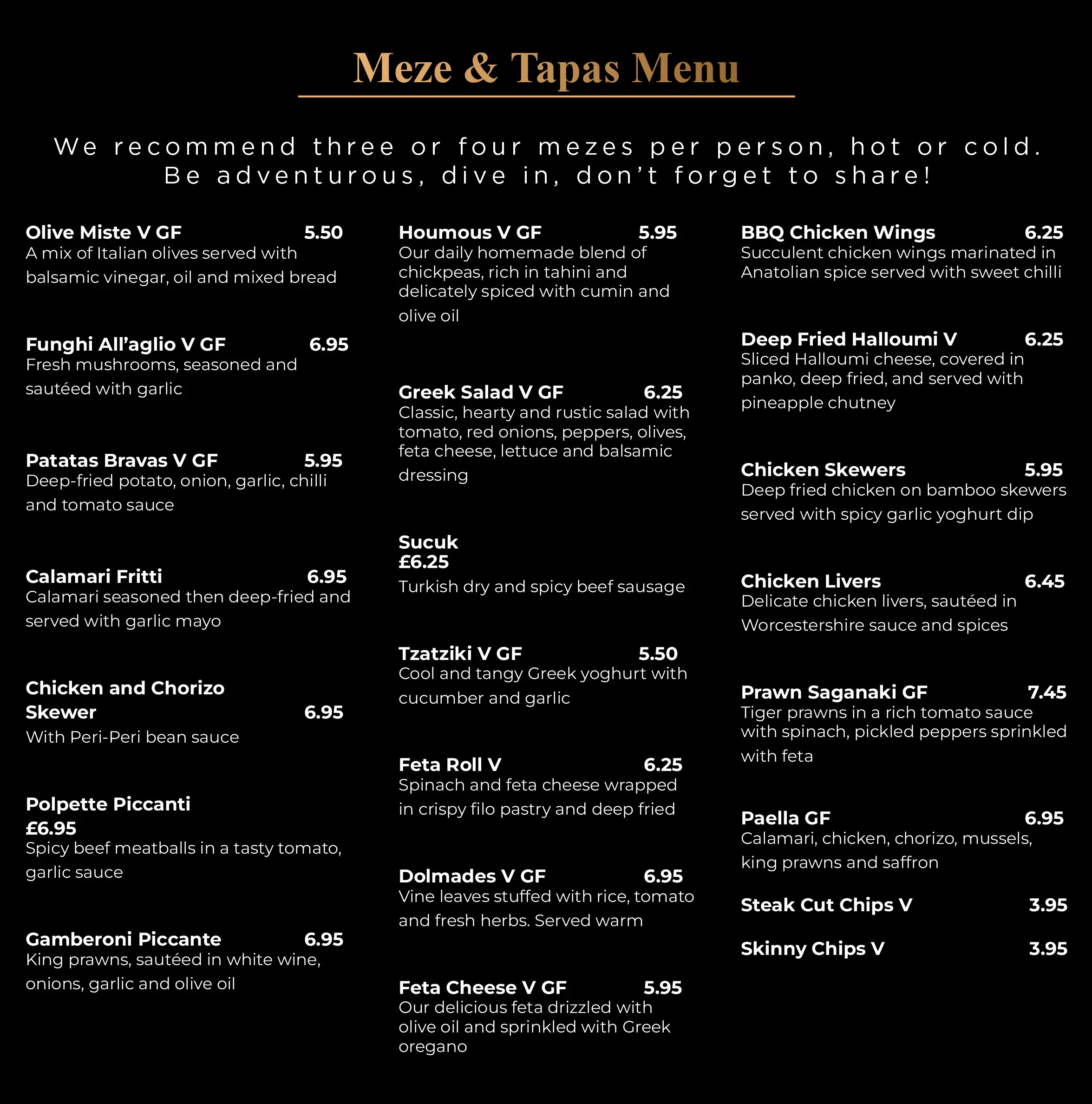 Meze & Tapas Menu – Rokka Cocktail Bar & Grill